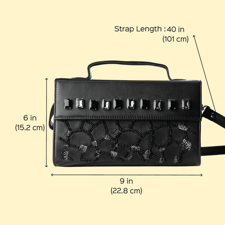 Embellished Black Eclat Noir Leather Handbag