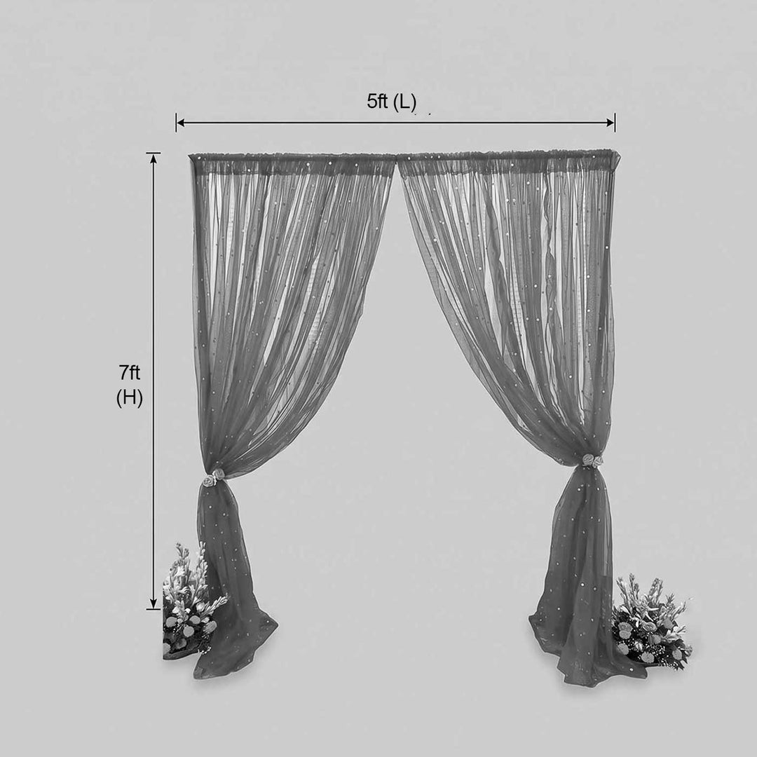 Pink Sheer Drape Backdrop Decor Kit With Stand & Long Orange Tissue Tassels
