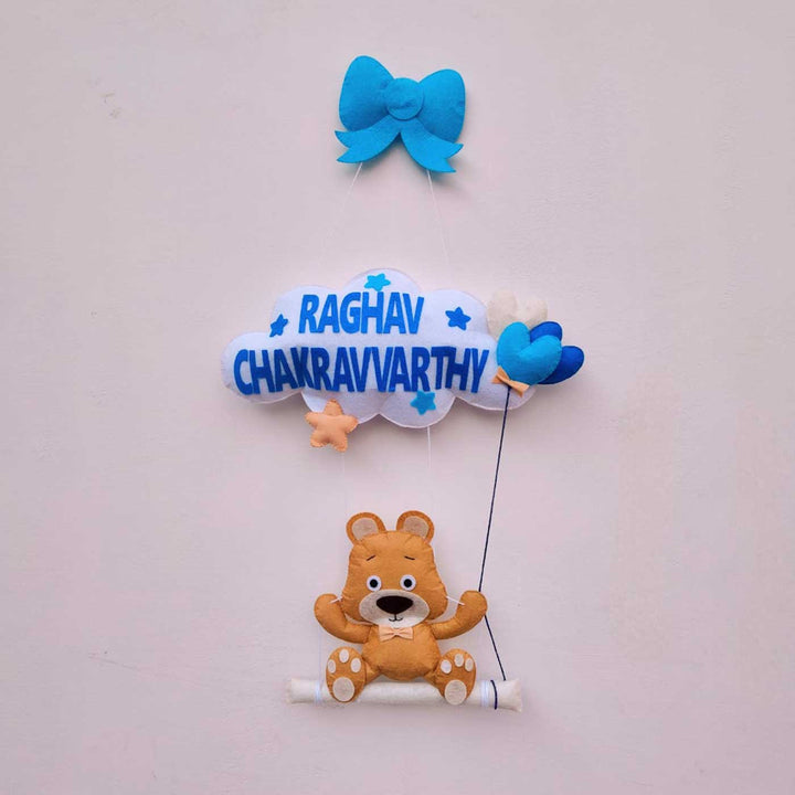 Personalized Teddy & Cloud Theme Felt Kids Name Plate