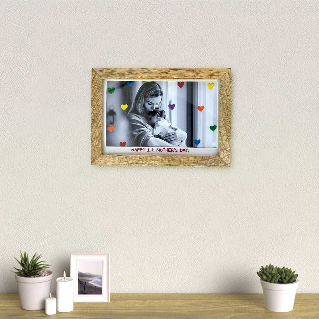 Photo Personalized Rainbow Embroidery Theme Wooden Photo Frame
