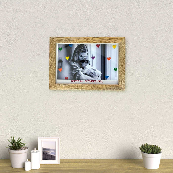 Photo Personalized Rainbow Embroidery Theme Wooden Photo Frame