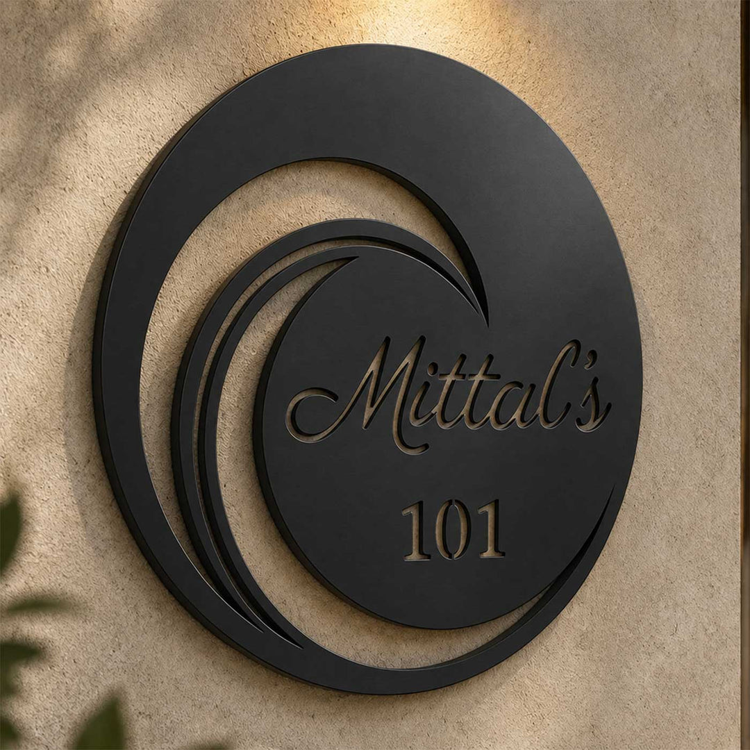 "Elite Round" Personalized Weatherproof Stainless Steel Name Plate With House Number For Home