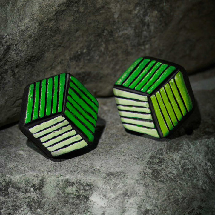 Handmade Hexagonal Terracotta Earrings