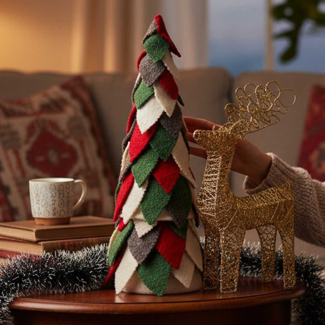 Handmade Upcycled Felt Xmas Tree For Christmas Table Decoration