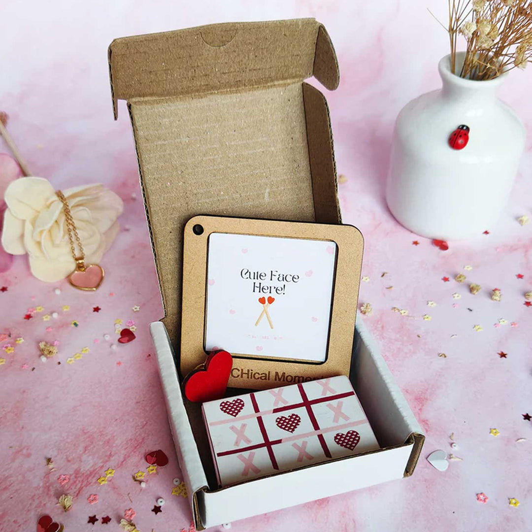 3 Pc | Photo Personalized Frame Magnet, XOXO Hugs Mini Love Box Magnet & Pin Badge | Valentine’s Gifting