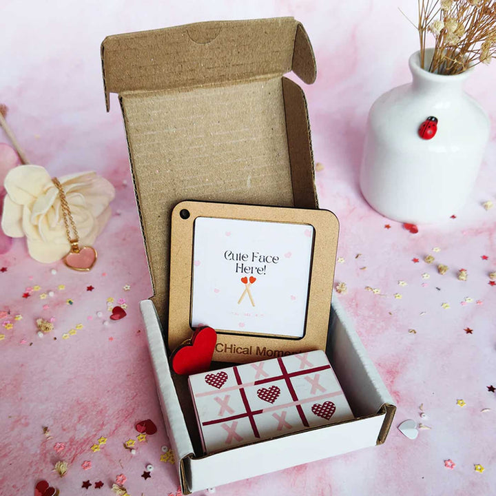 3 Pc | Photo Personalized Frame Magnet, XOXO Hugs Mini Love Box Magnet & Pin Badge | Valentine’s Gifting