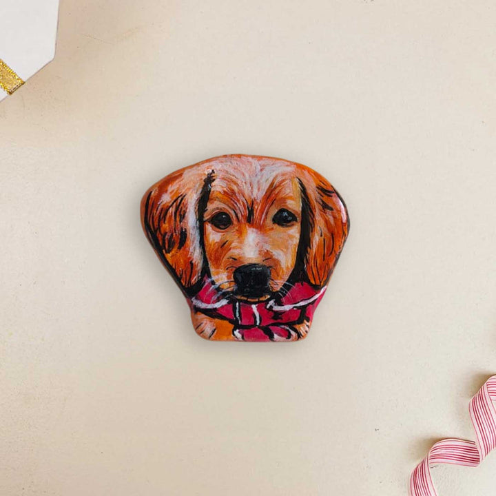 Cute Dog Photo Personalized Handpainted Clay Fridge Magnet