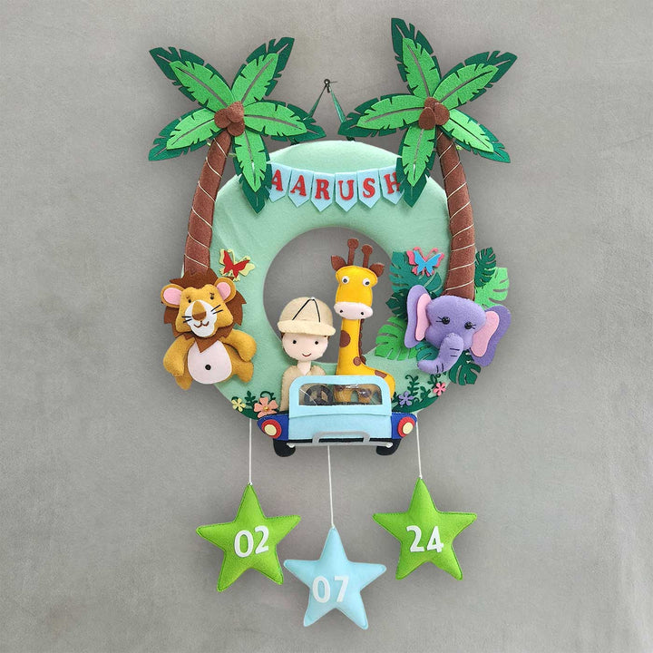 Handcrafted Personalized Jungle Safari Felt Nameplate For Siblings