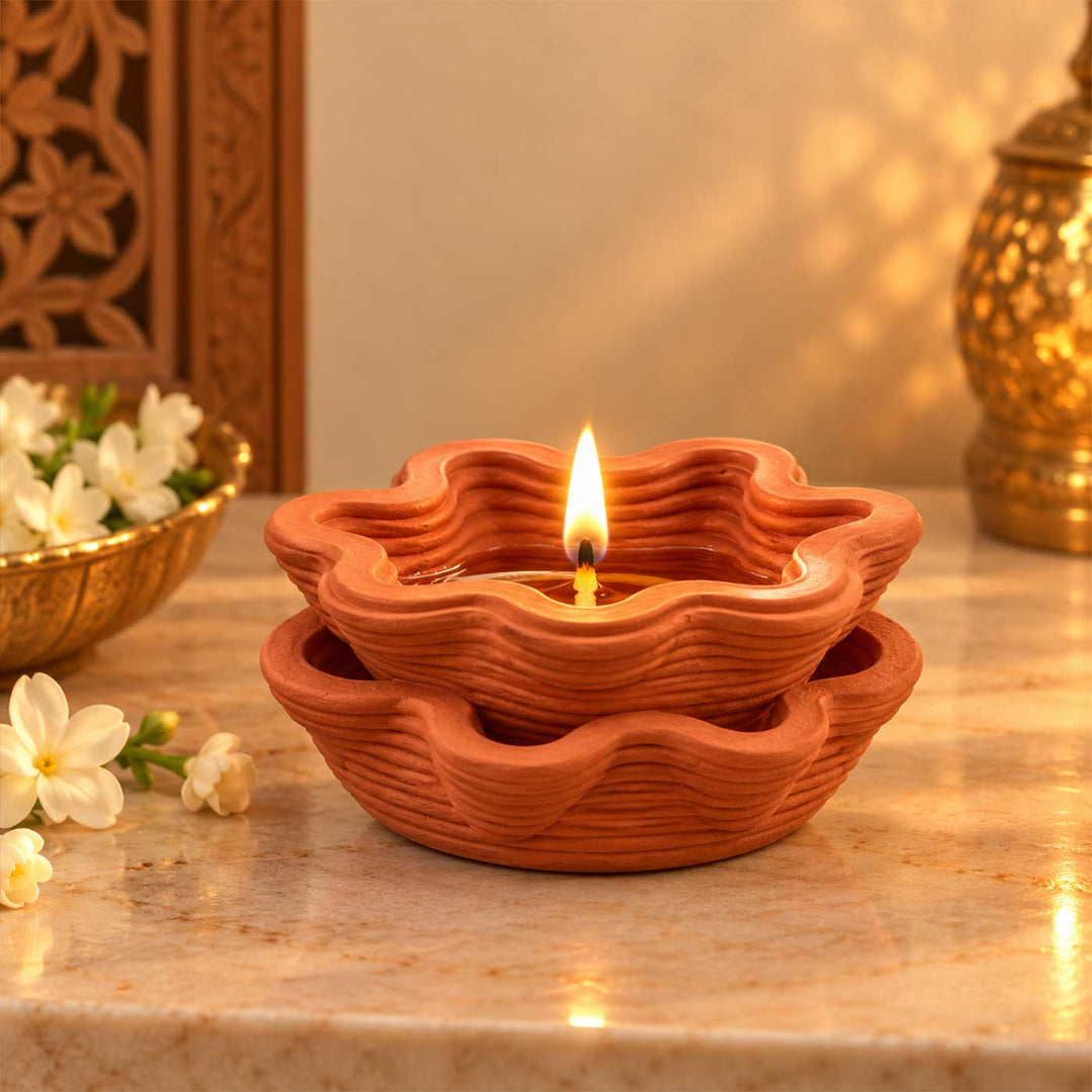 3D Printed Terracotta Diya For Pooja Decor
