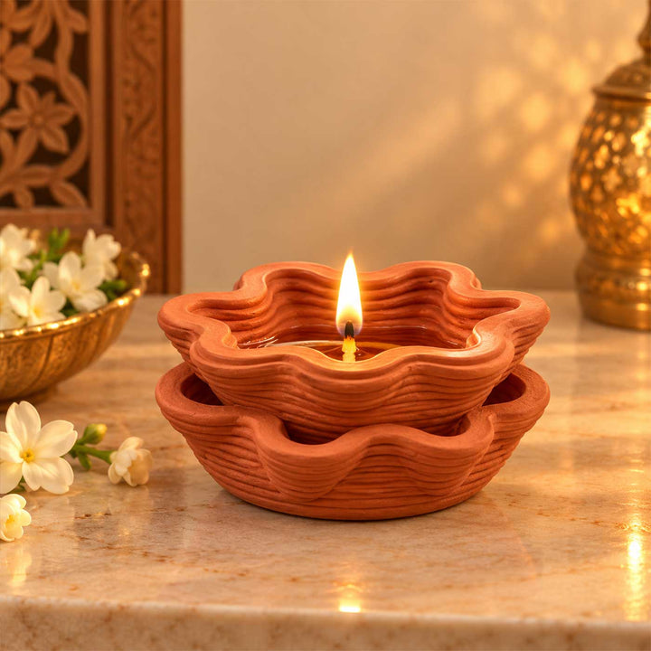 3D Printed Terracotta Diya For Pooja Decor