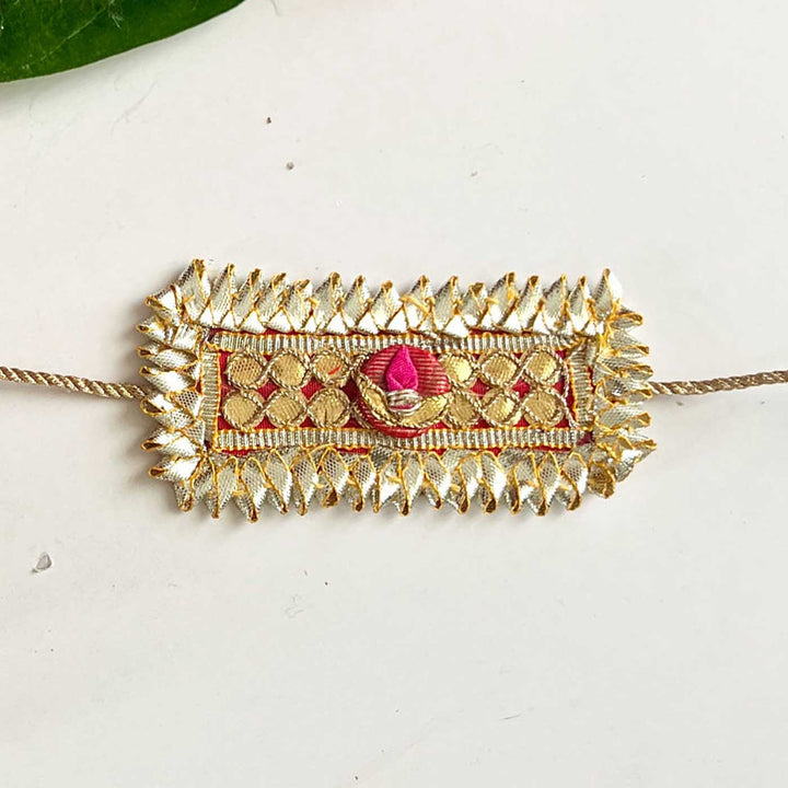 Handcrafted Gota Patti "Bandhan" Rakhi With Roli Chawal for Brother