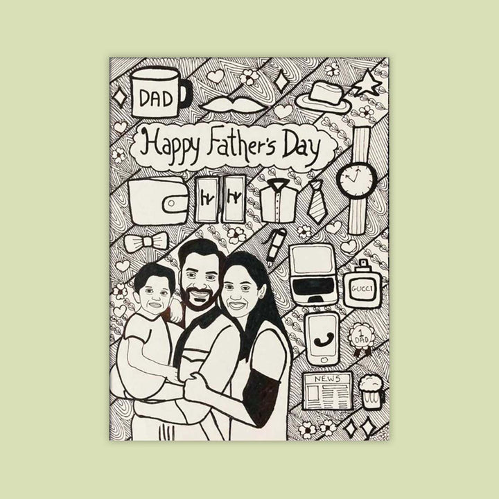 Photo Personalized Doodle Art Family Black & White Decorative Plaque