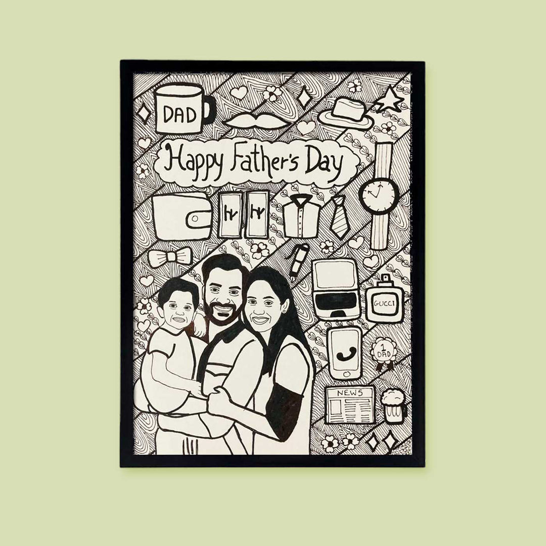 Photo Personalized Doodle Art Family Black & White Decorative Plaque