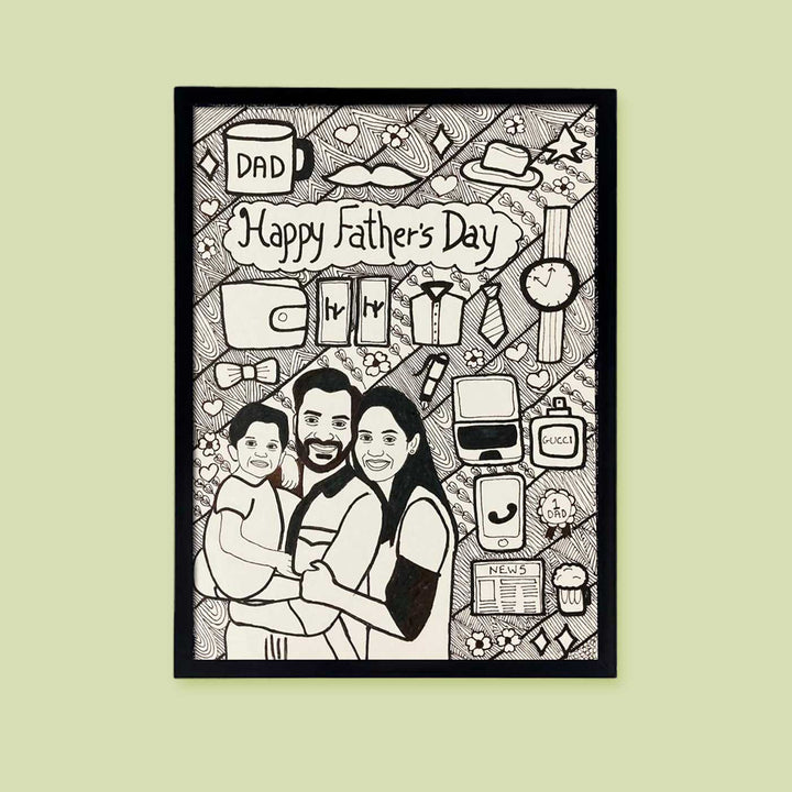 Photo Personalized Doodle Art Family Black & White Decorative Plaque