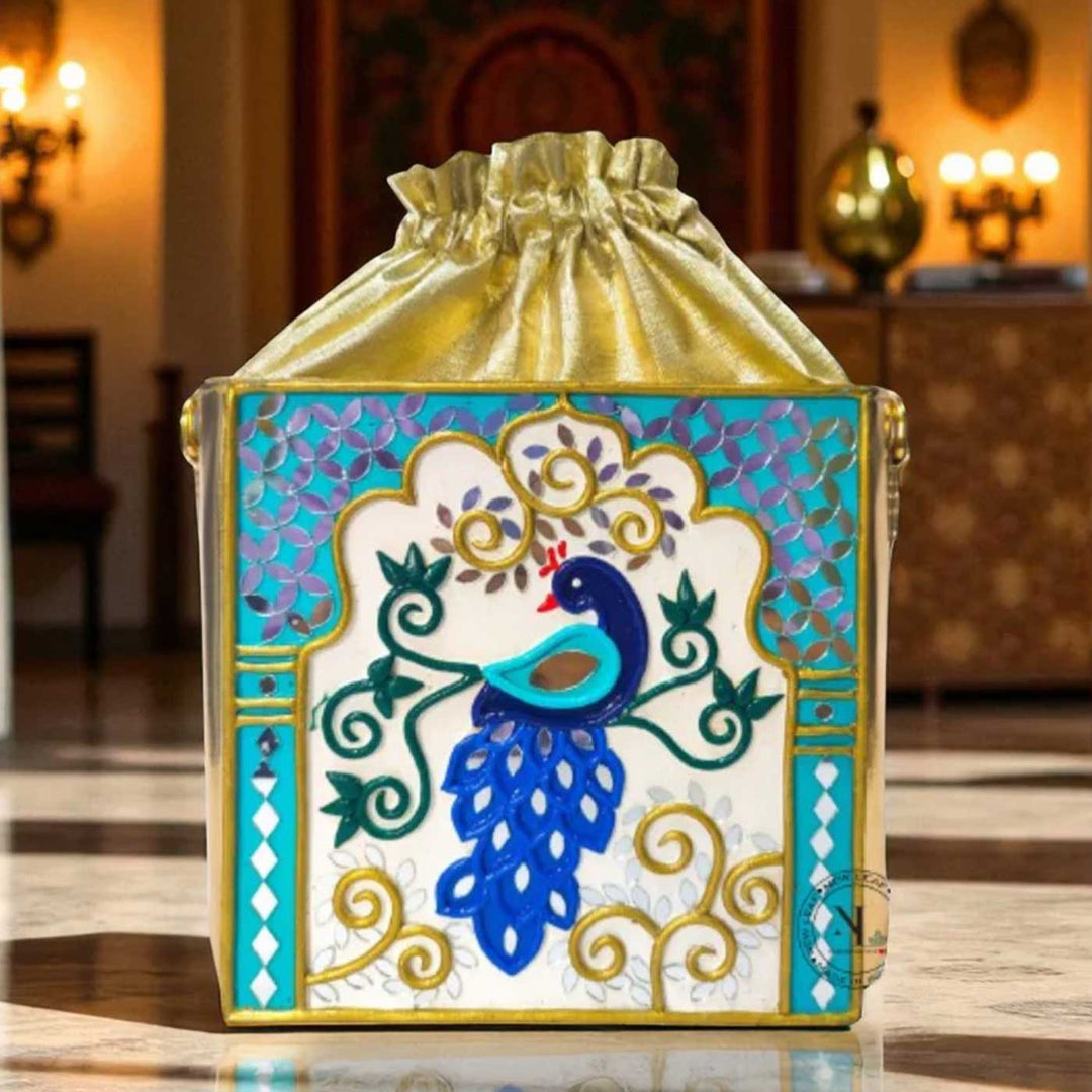 Handcrafted Peacock Lippan Art Potli Sling Bag