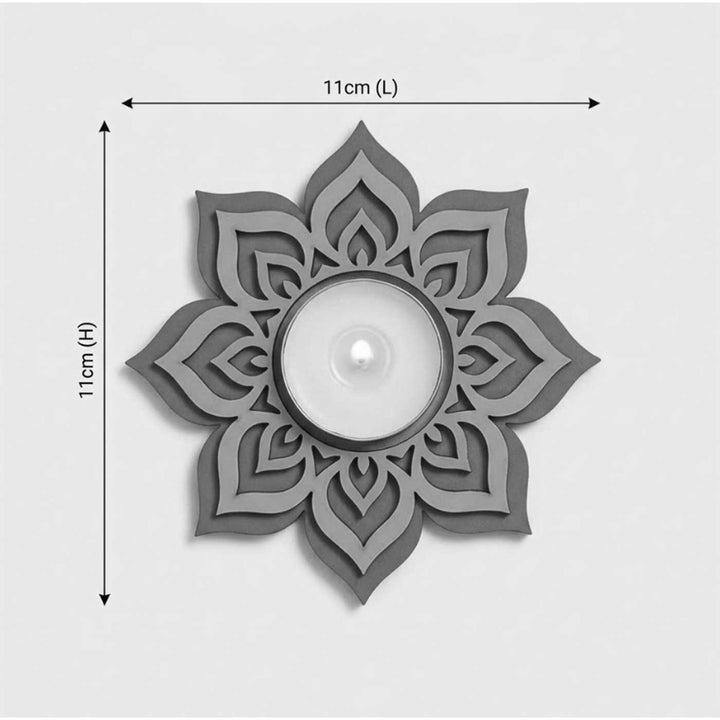 Set of 4 | Handcrafted Colourful Mandala Wooden Tealight Holders