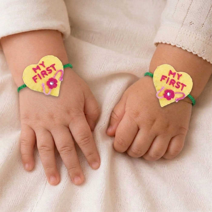 Handmade Felt "My First Rakhi" Kids Rakhi With Roli Chawal For Twins
