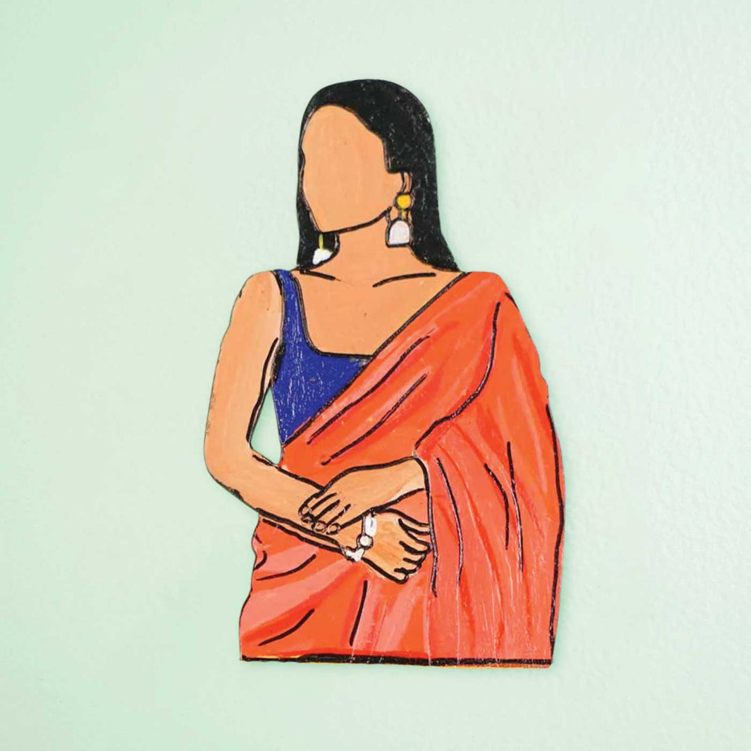 Personalized Hand-painted Ethnic Love Theme MDF Wood Fridge Magnet