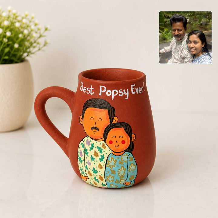Personalised Terracotta Mugs with Photo Based Caricatures