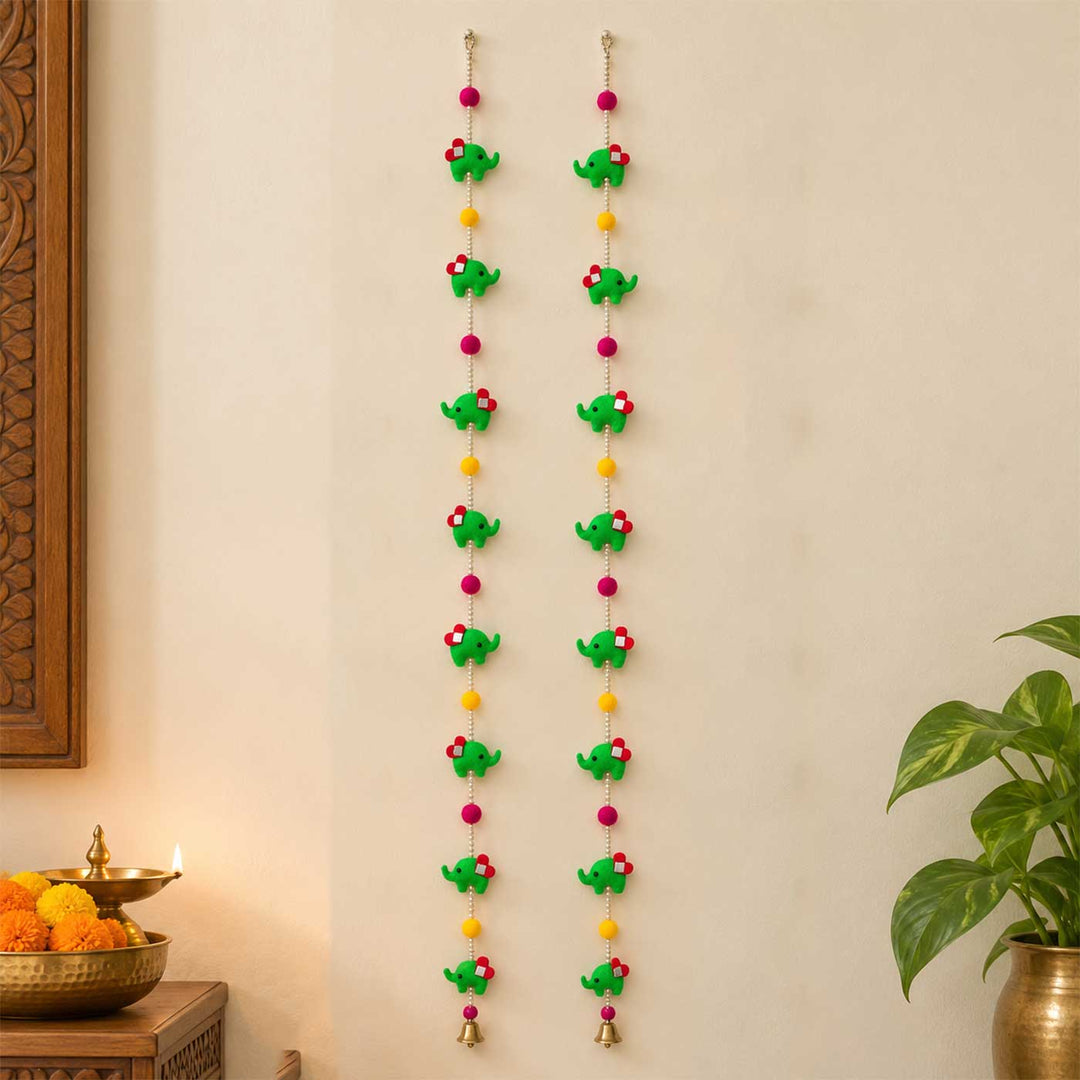 2 Pc | Handcrafted Elephant Korean Felt Hanging for Door & Wall Decor