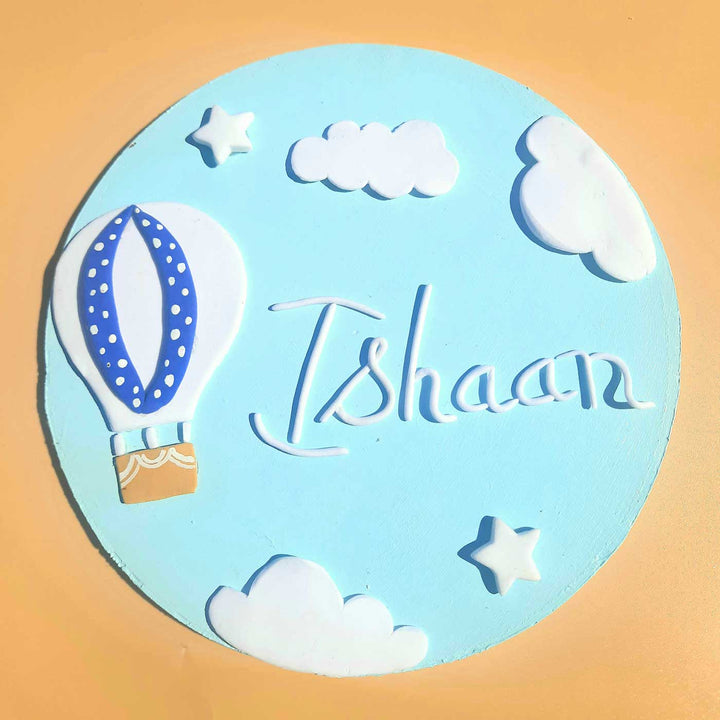 Personalized Blue Sky Theme Deco Clay Kids Name Plate