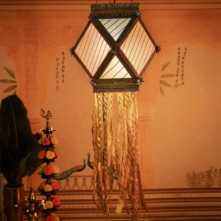 Pastel Handmade Decorative Gota Patti Akash Kandil/Lantern