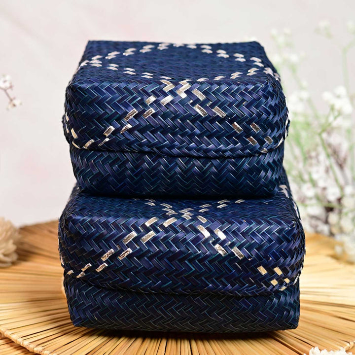 Handmade Weaving Zig - Zag Pattern Shitalpati Gift Box | Set Of 2