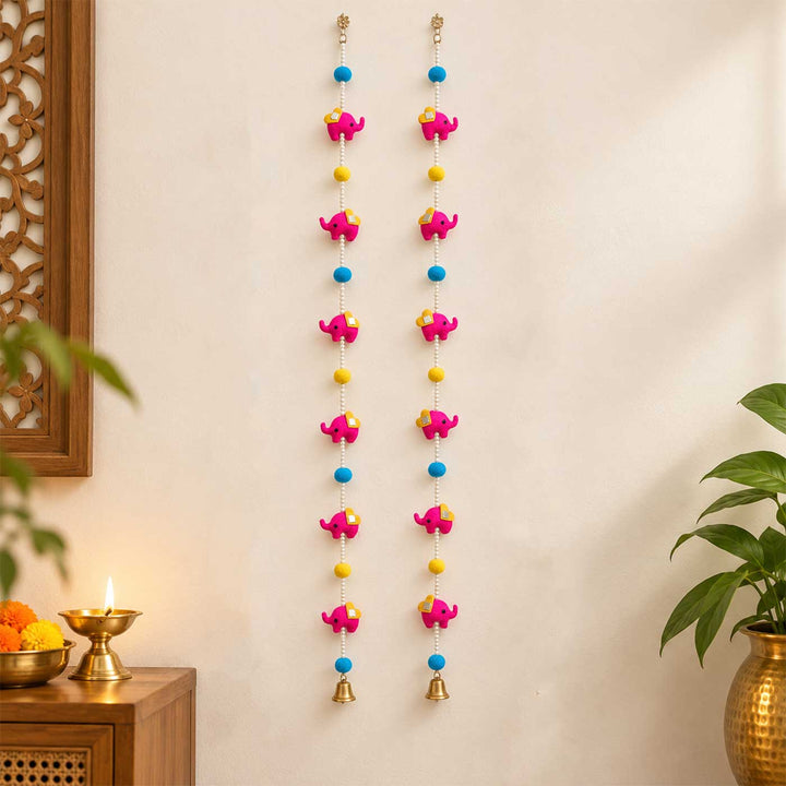 2 Pc | Handcrafted Elephant Korean Felt Hanging for Door & Wall Decor