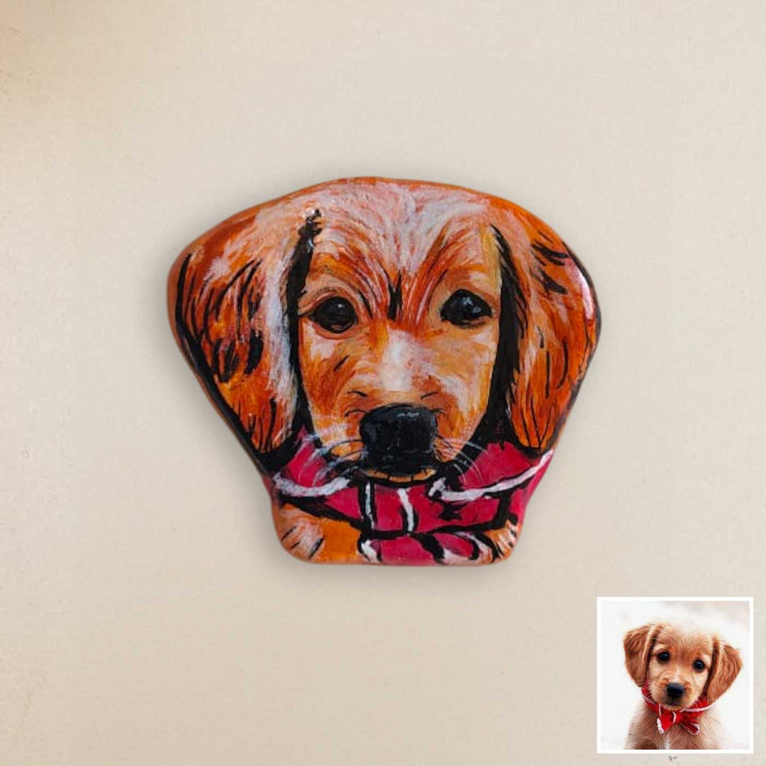Cute Dog Photo Personalized Handpainted Clay Fridge Magnet