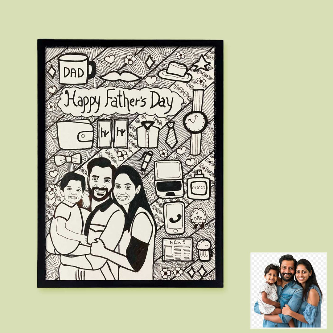Photo Personalized Doodle Art Family Black & White Decorative Plaque