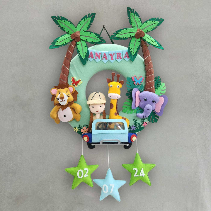 Handcrafted Personalized Jungle Safari Felt Nameplate For Siblings