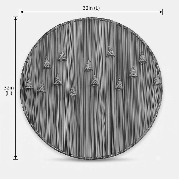 Gold Powder Coated Metal Circle Backdrop Stand With Jaali Design For Pooja Decor
