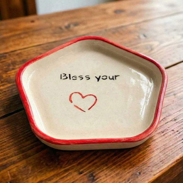 Handmade "Bless Your Heart" Ceramic Plate