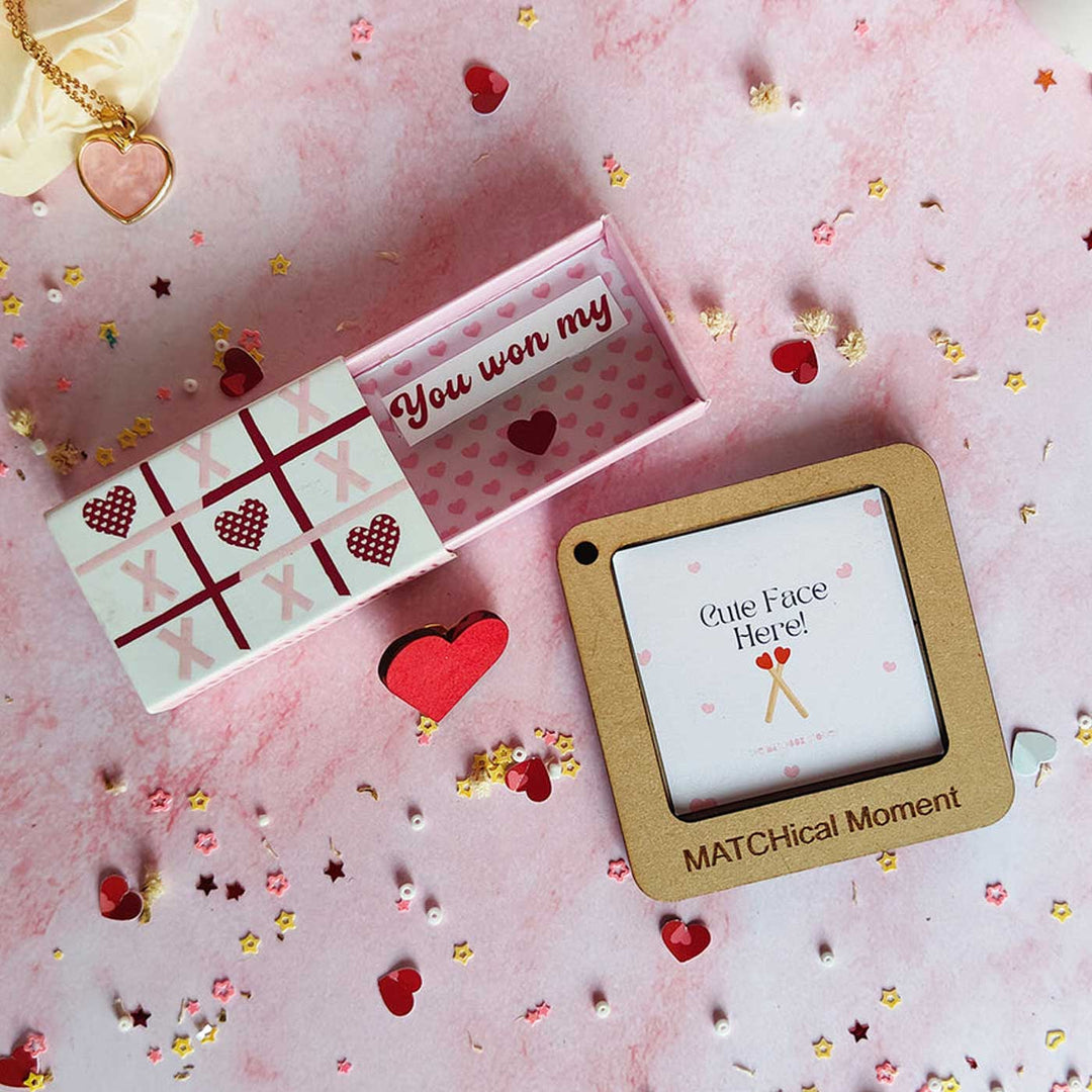 3 Pc | Photo Personalized Frame Magnet, XOXO Hugs Mini Love Box Magnet & Pin Badge | Valentine’s Gifting
