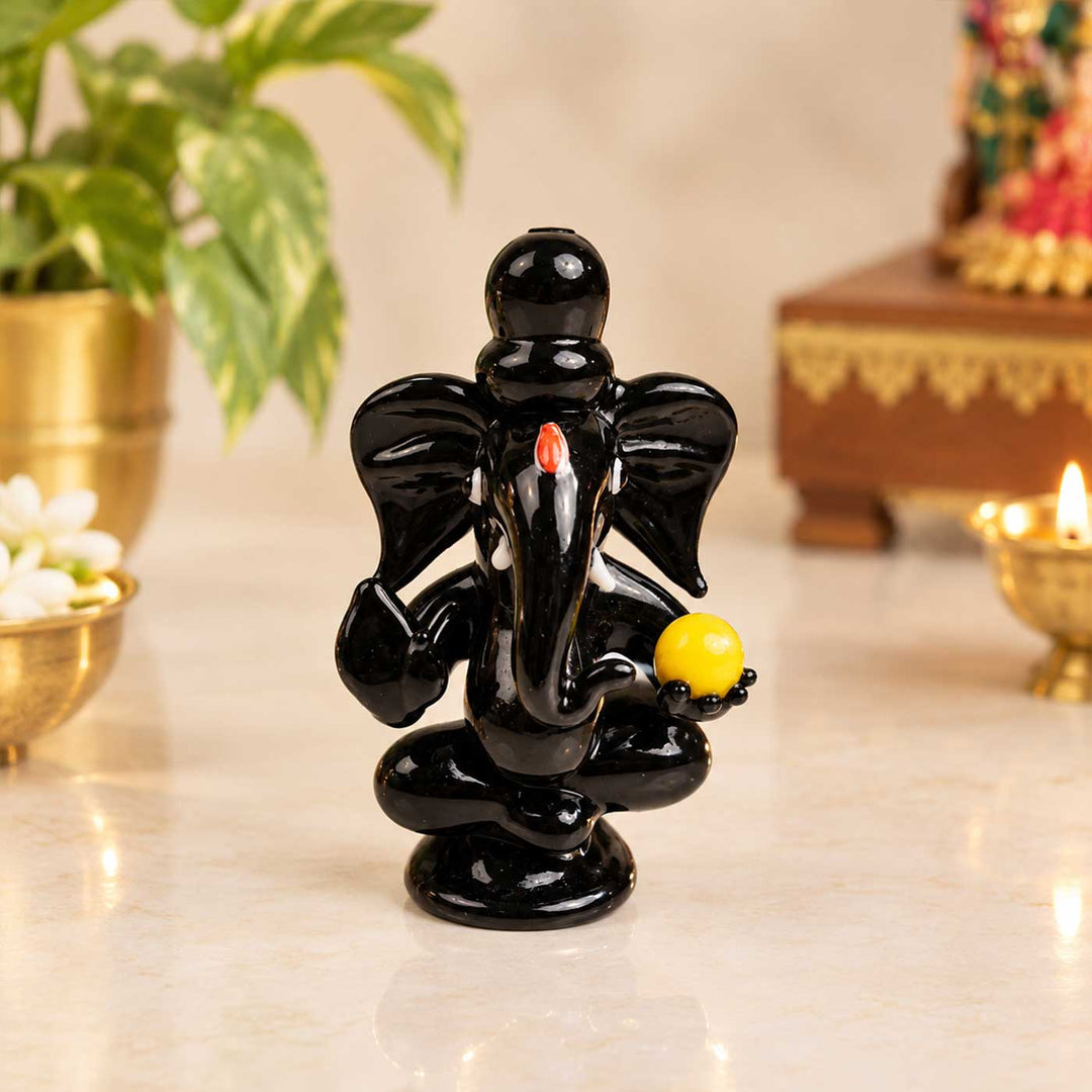 Handmade Blown Glass Ganesha Miniature Figurine/Idol For Decor
