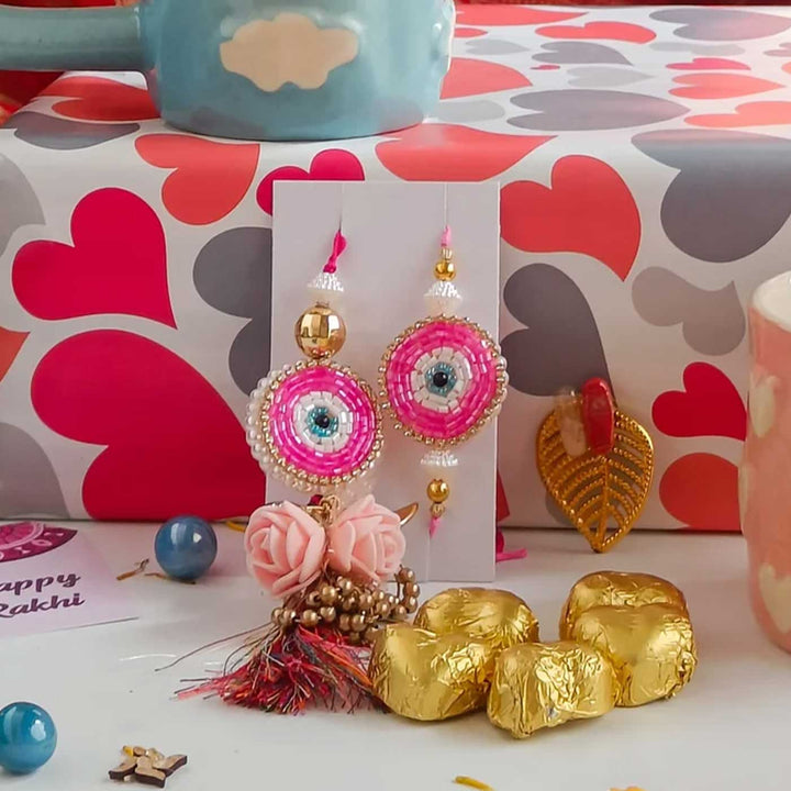 Handmade Mocha Lover Rakhi Gift Hamper | 2 Mugs, Couple Rakhi Set, Roli Chawal & Chocolates
