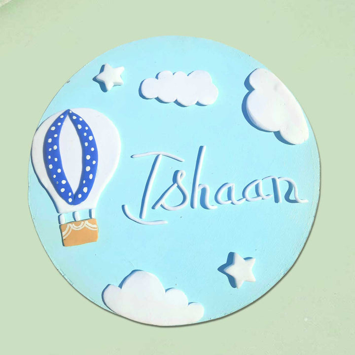 Personalized Blue Sky Theme Deco Clay Kids Name Plate