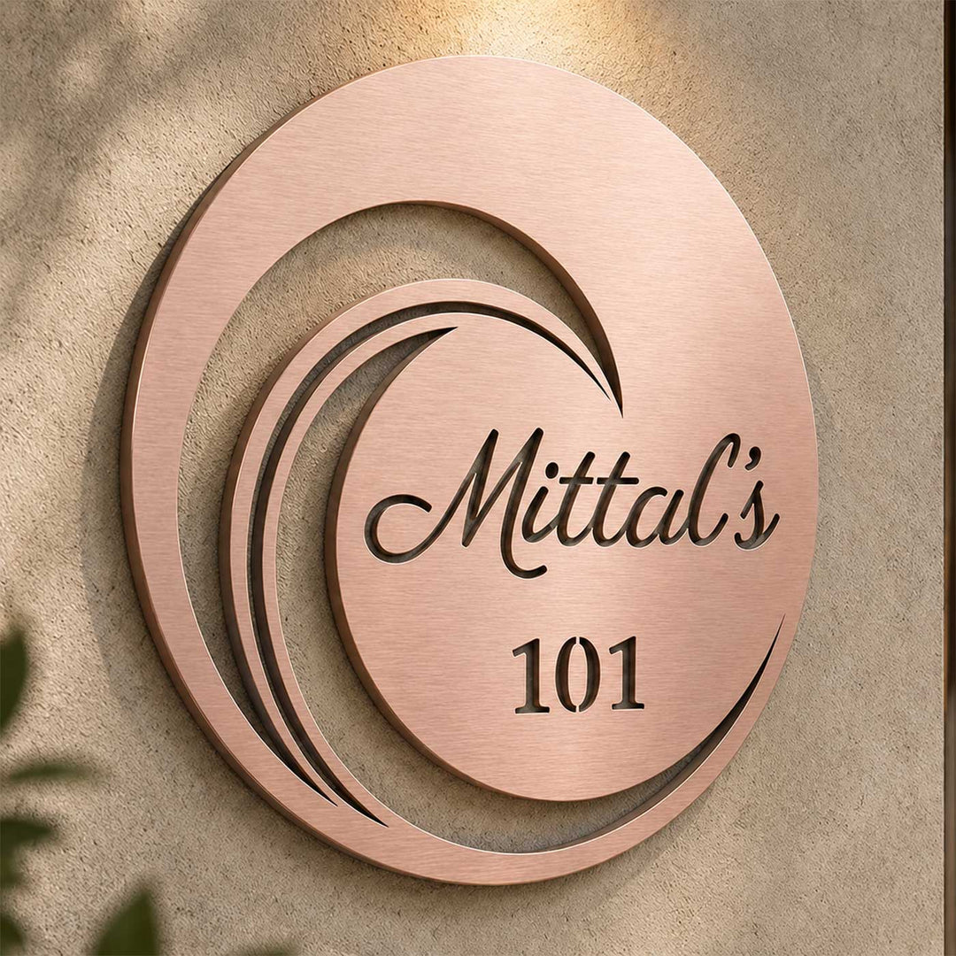 "Elite Round" Personalized Weatherproof Stainless Steel Name Plate With House Number For Home