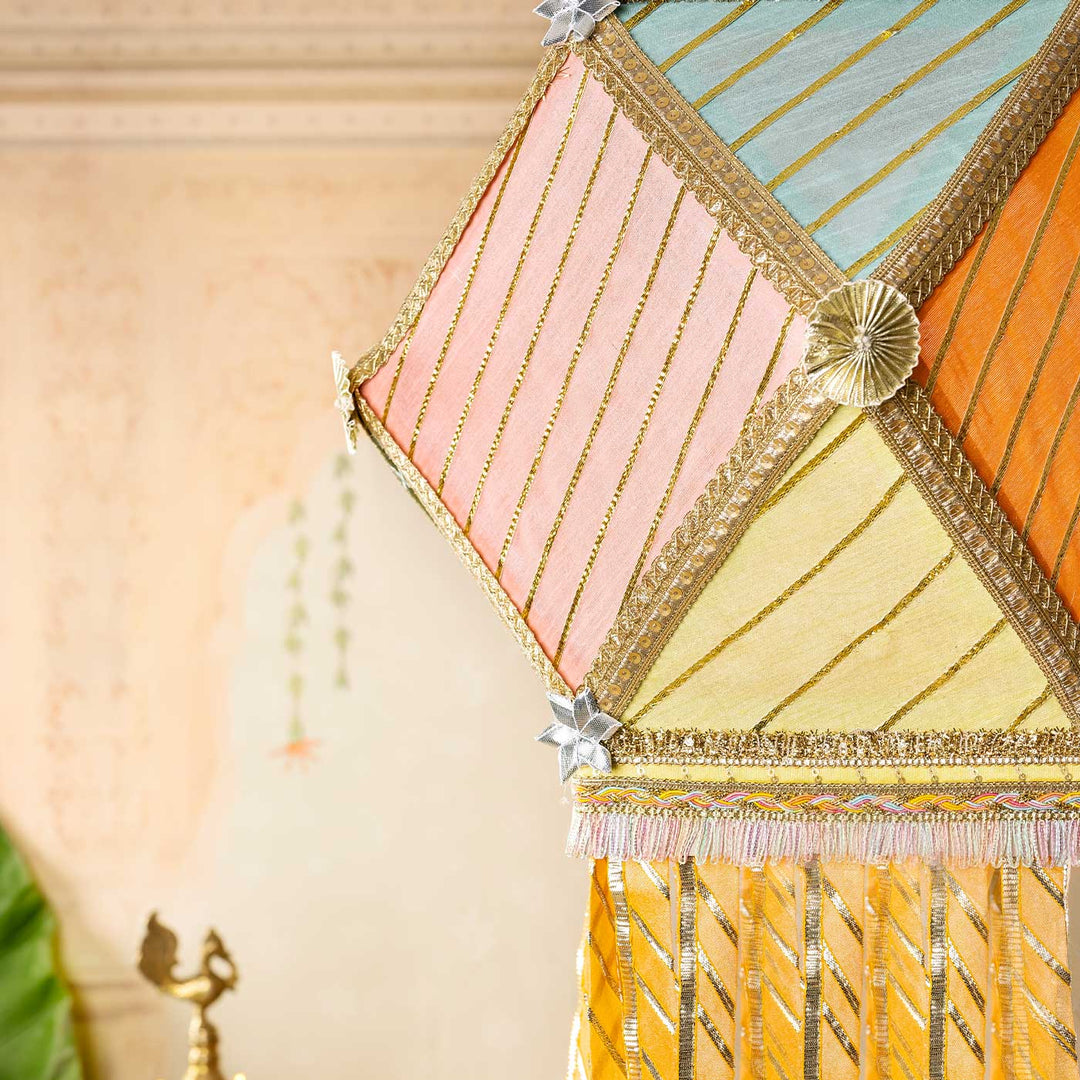 Pastel Handmade Decorative Gota Patti Akash Kandil/Lantern