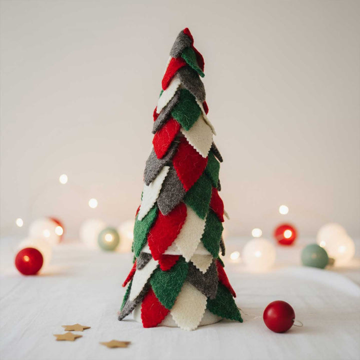 Handmade Upcycled Felt Xmas Tree For Christmas Table Decoration