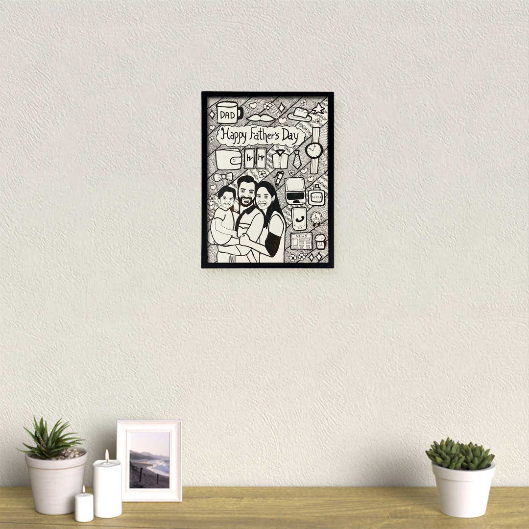Photo Personalized Doodle Art Family Black & White Decorative Plaque