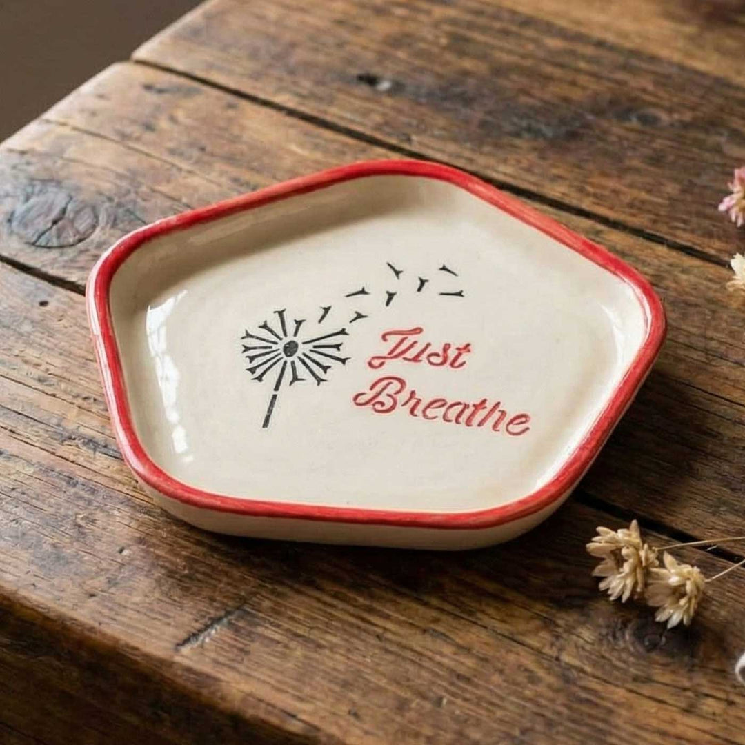 Handmade "Just Breathe" Ceramic Plate