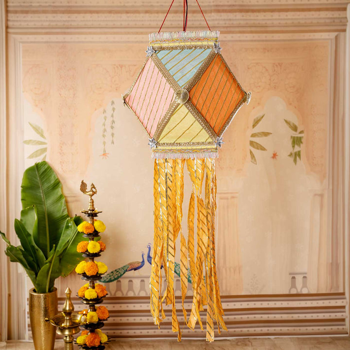 Pastel Handmade Decorative Gota Patti Akash Kandil/Lantern