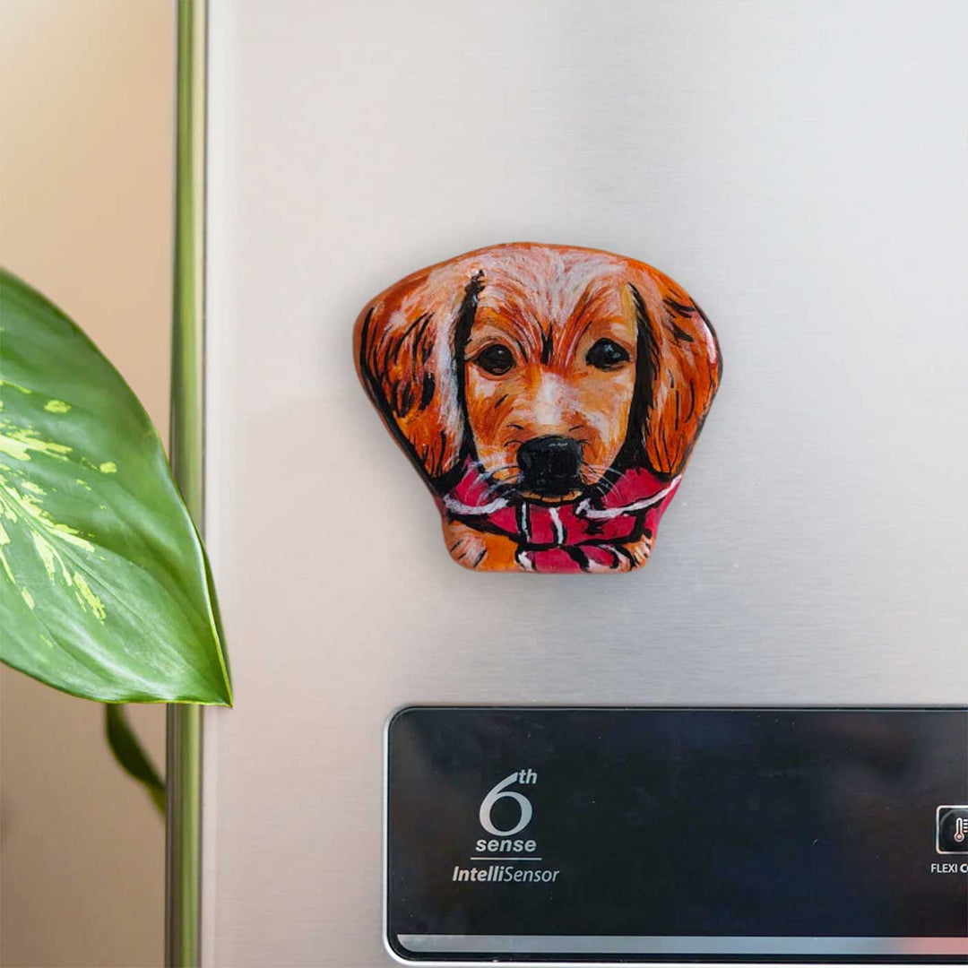 Cute Dog Photo Personalized Handpainted Clay Fridge Magnet