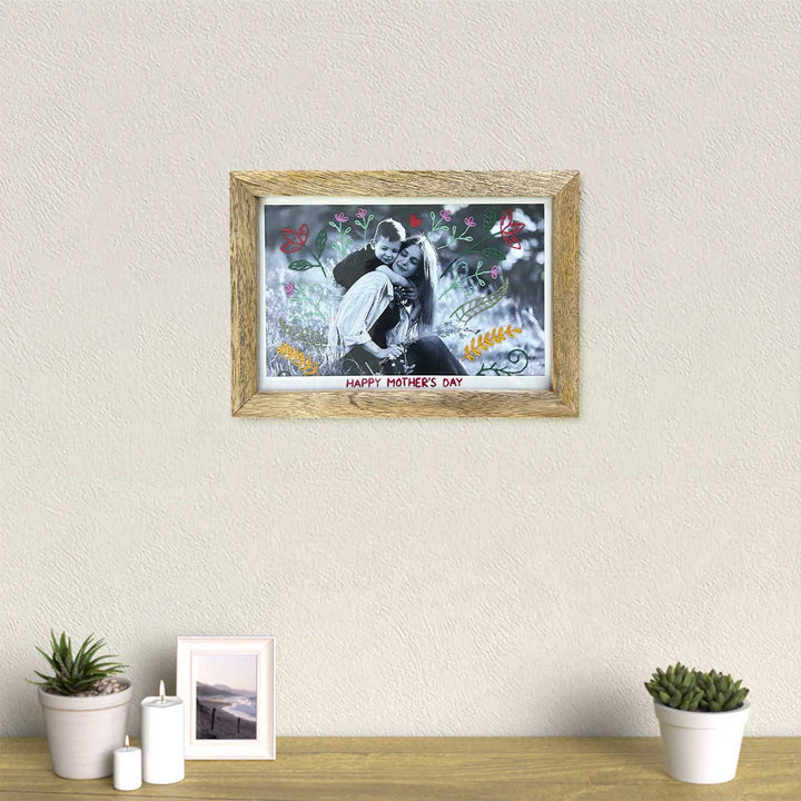 Photo Personalized Floral Embroidery Theme Wooden Photo Frame