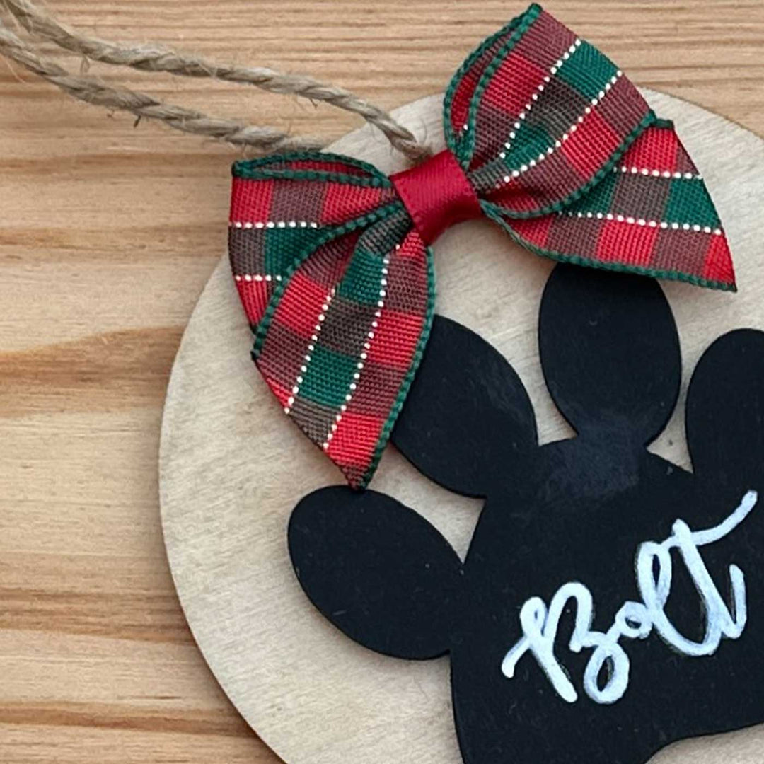 Personalized Hand-Painted MDF Paw Print Treasure Christmas Ornament