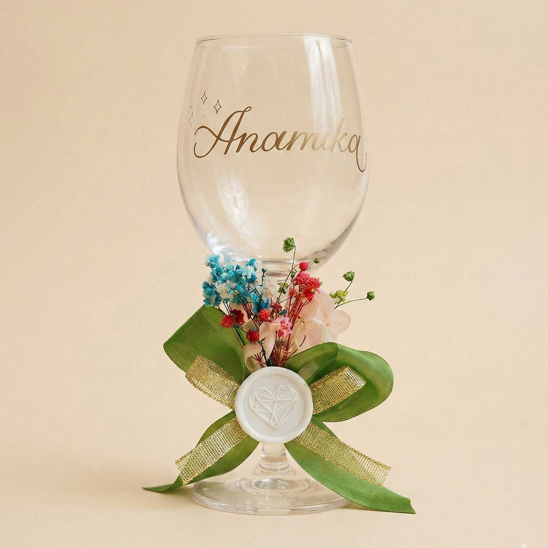 Personalized Wine Glass with Calligraphy Lettering