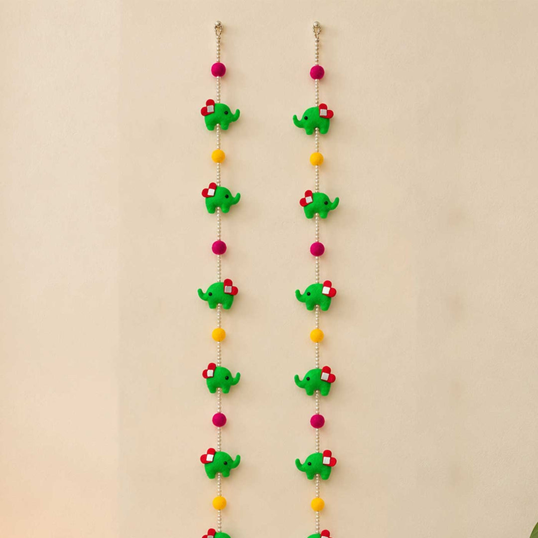 2 Pc | Handcrafted Elephant Korean Felt Hanging for Door & Wall Decor