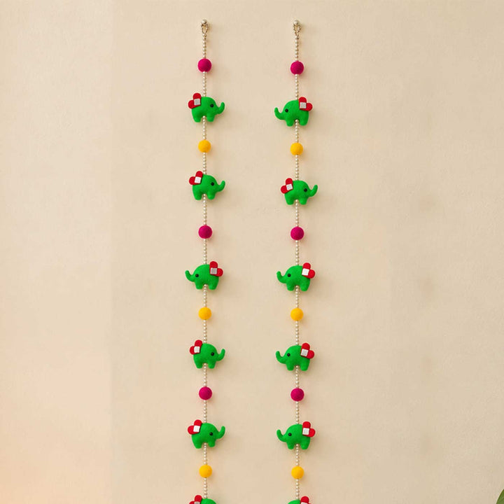 2 Pc | Handcrafted Elephant Korean Felt Hanging for Door & Wall Decor