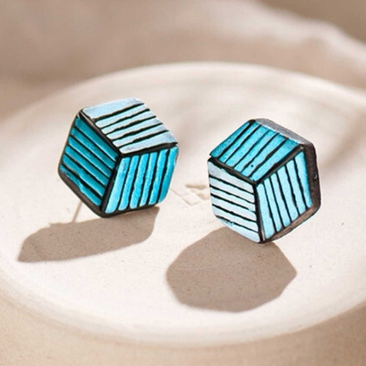 Handmade Hexagonal Terracotta Earrings